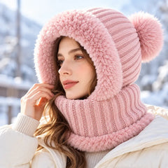 🧣❄️ Gorro de Punto 3 en 1 para Mujer | Bufanda, Cuello y Mascarilla Integrados | Forro Polar, Orejeras y Protección contra el Viento para Ciclismo 🚴‍♀️