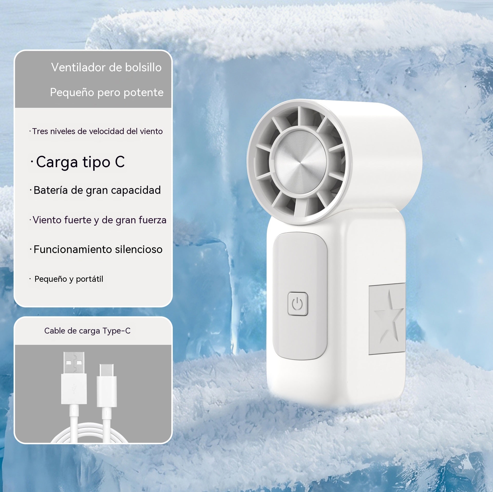 ☀️¡Imprescindible para el verano! Mini ventilador portátil ligero, de alta velocidad y larga vida útil. 🔋Compatible con carga USB.