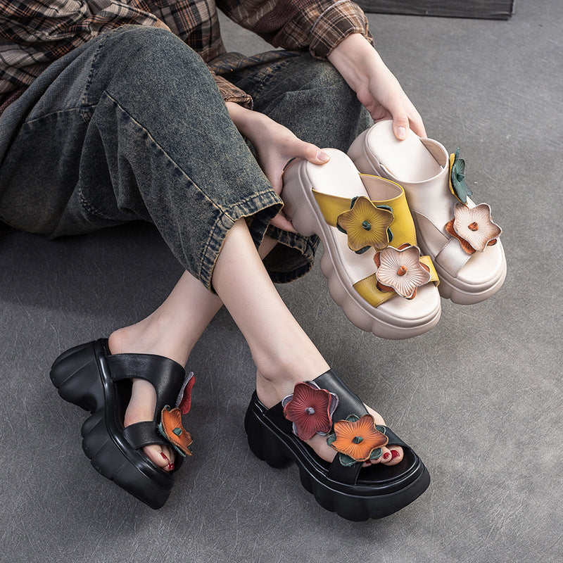Sandalias de cuero con plataforma vintage
