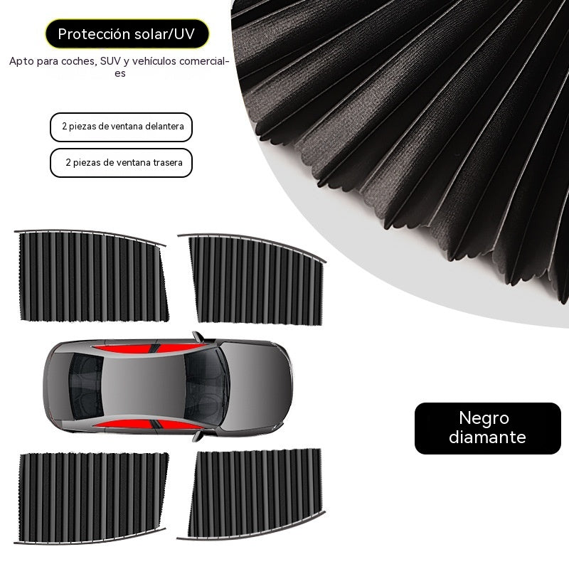 🔥【Juego de 4 piezas】🚗✨Cortina parasol con riel deslizante para ventana de coche y aislamiento térmico