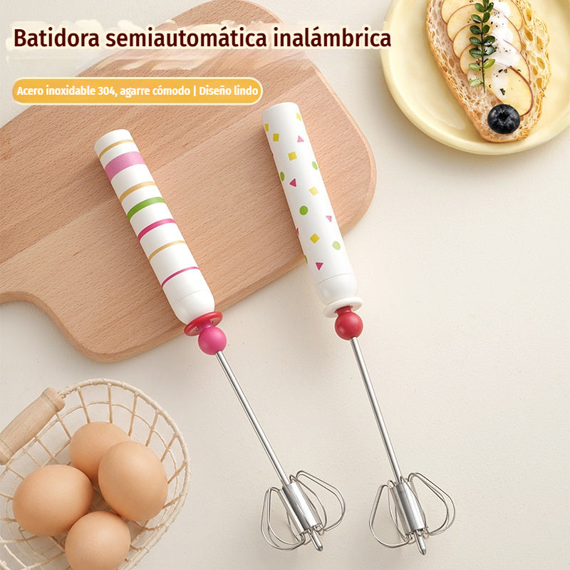 27€【 Conjunto de 2 piezas】🥚 Batidor semiautomático desmontable de acero inoxidable 304 ✨