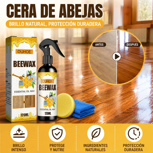 🔥【120 ml + esponja + paño】Spray de cera de abeja natural micromolecular para el cuidado de muebles, mantenimiento y pulido de suelos.