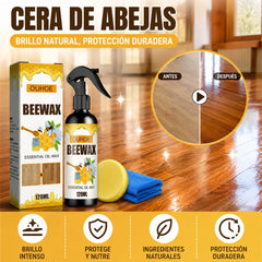 🔥【120 ml + esponja + paño】Spray de cera de abeja natural micromolecular para el cuidado de muebles, mantenimiento y pulido de suelos.