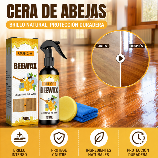 🔥【120 ml + esponja + paño】Spray de cera de abeja natural micromolecular para el cuidado de muebles, mantenimiento y pulido de suelos.