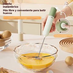 💥🥚 Mini batidora de mano inalámbrica: bate huevos y espuma leche en segundos