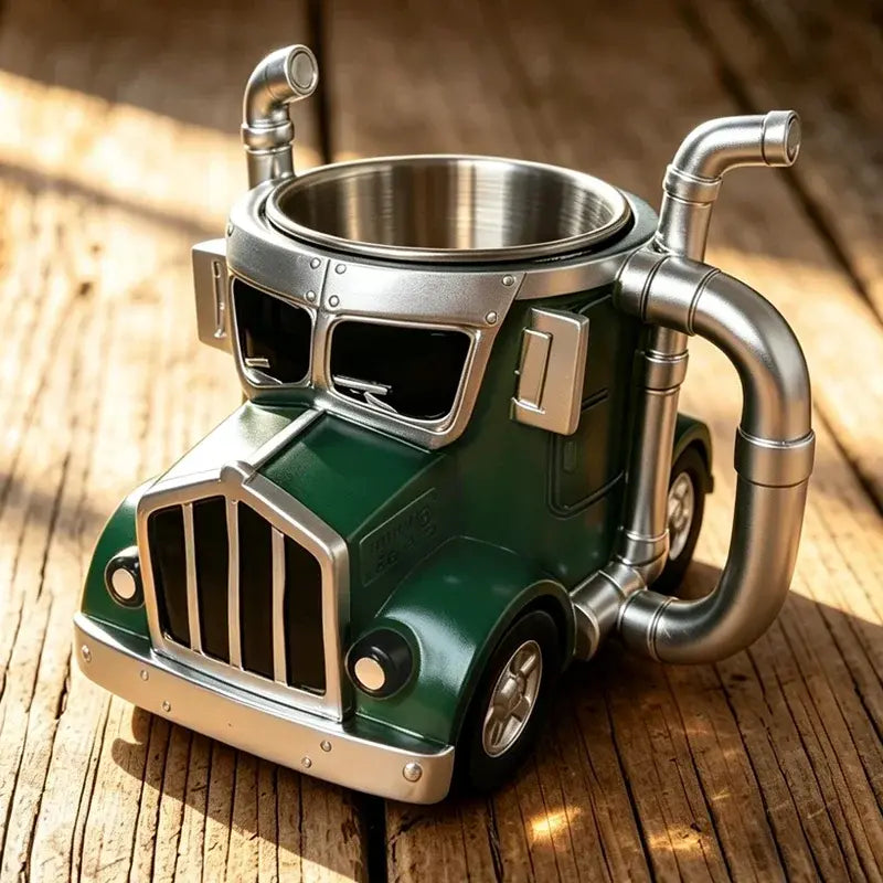 🚛☕ Taza 3D con forma de vehículo – Interior de acero inoxidable, regalo creativo para amantes de la mecánica ✨🔧