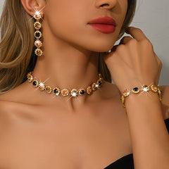 💖🔥【Pulsera + Pendientes + Collar】✨Conjunto de joyas de estilo bohemio, creativo y único, de estilo minimalista.
