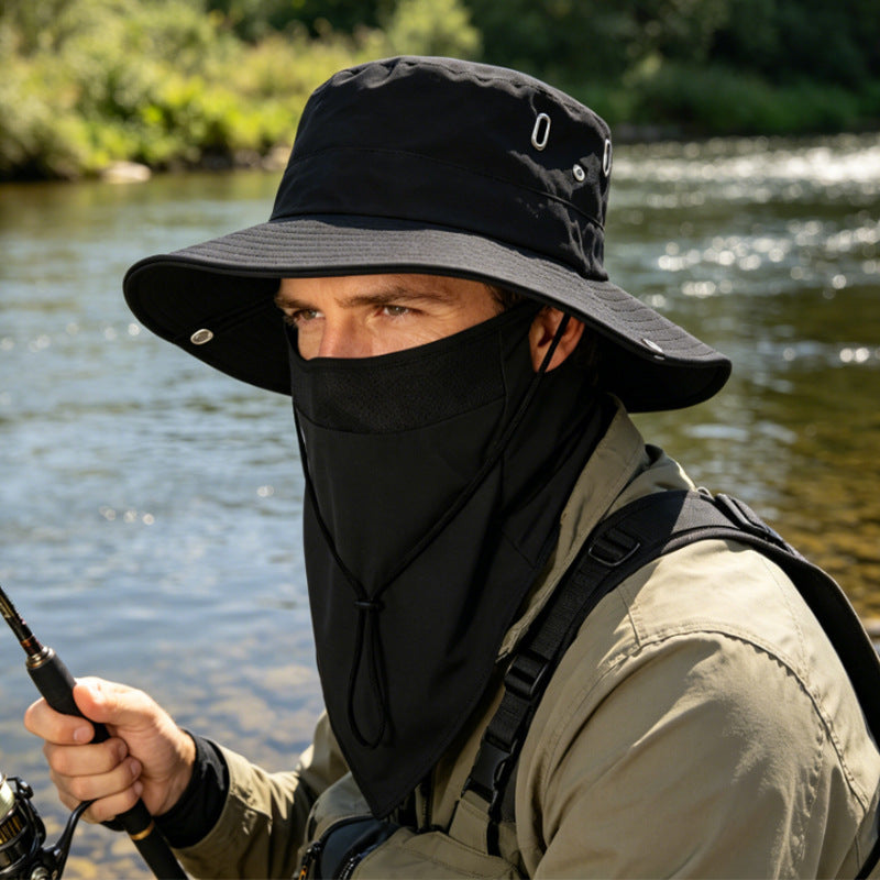 Gorro de pescador transpirable con mascarilla facial desmontable