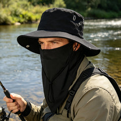 Gorro de pescador transpirable con mascarilla facial desmontable