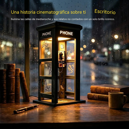 ✨⏰ EDICIÓN LIMITADA Lámpara de ambiente con forma de cabina telefónica vintage: diseño nostálgico con luz ambiental cálida 💡📞