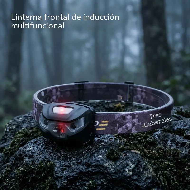 🔦💡📢 1 piezas 26 euro ⏰ Linterna frontal con sensor inteligente: manos libres, 5 modos de iluminación, recargable por USB, IPX4.