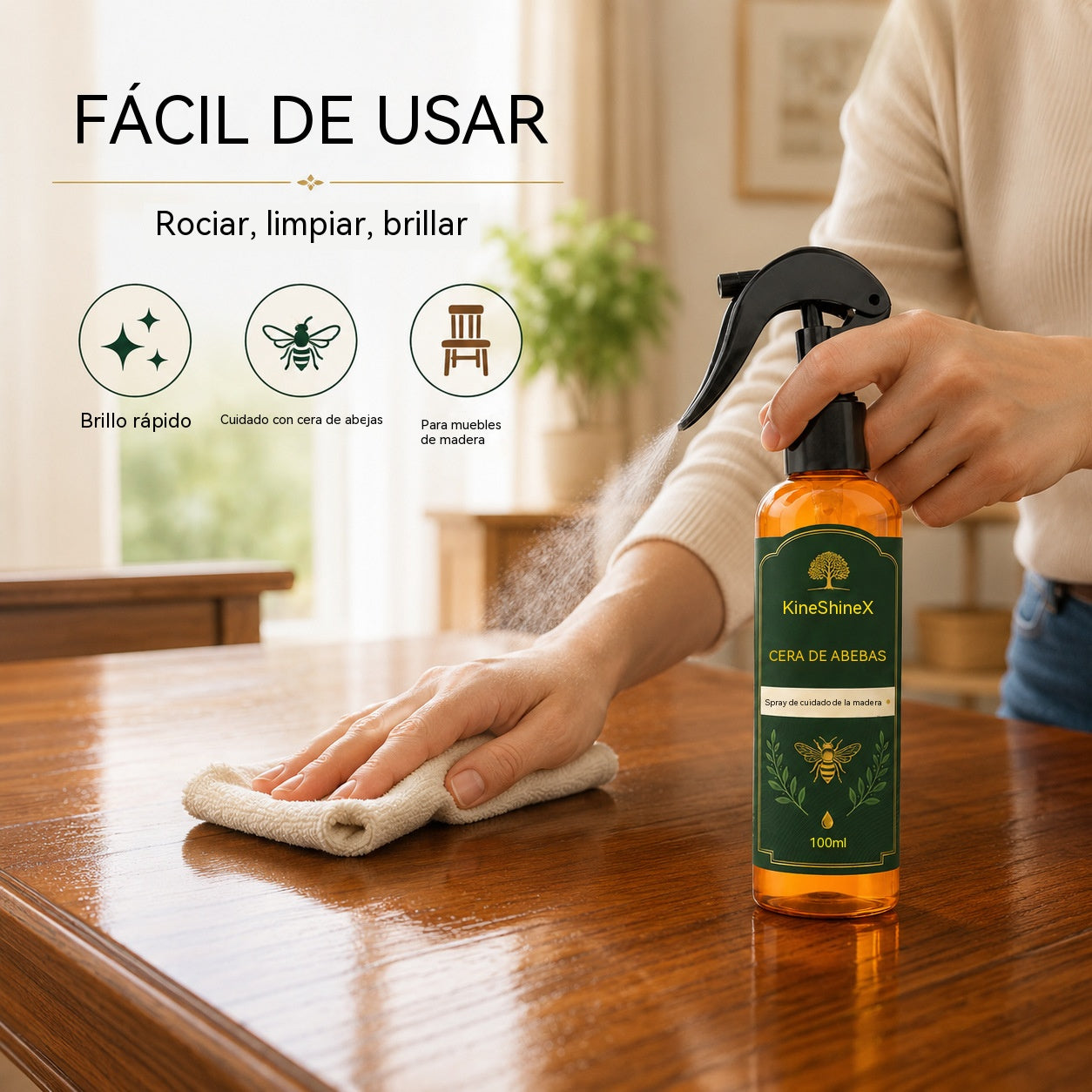 💥Compra uno y llévate otro gratis, 50% de descuento💥Spray reparador y cuidador de madera con cera de abeja natural