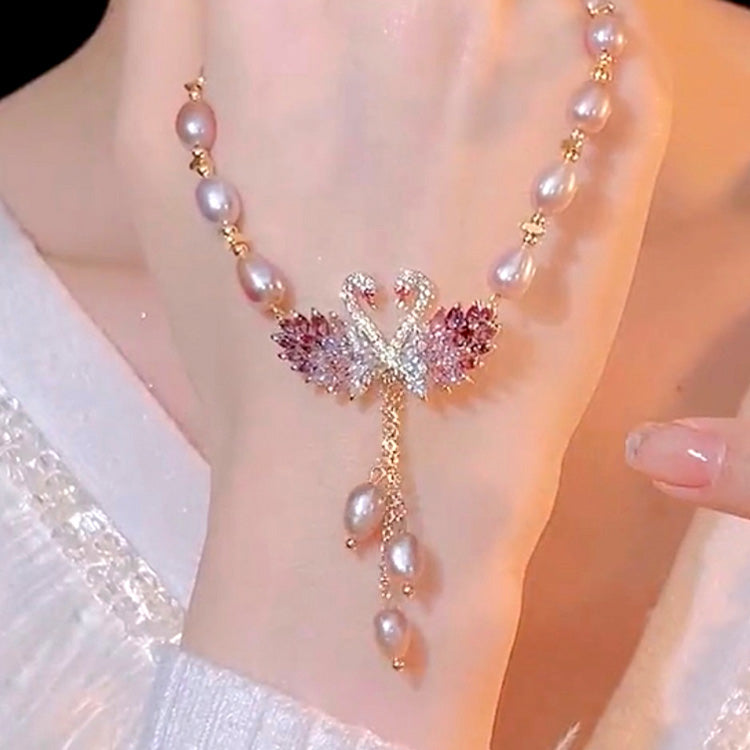 Nuevo collar de perlas de cisne de lujo premium