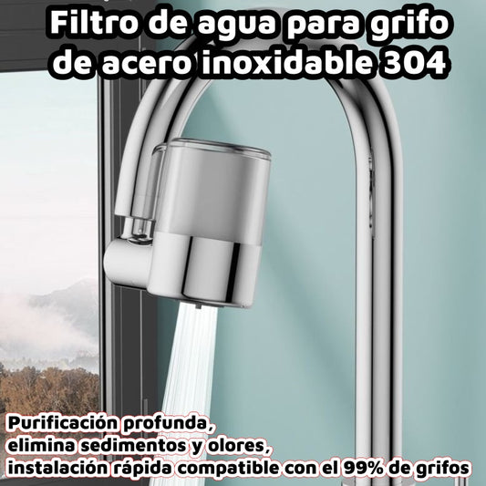 💧✨ Filtro de agua para grifo de acero inoxidable 304 | Purificación profunda, elimina sedimentos y olores, instalación rápida compatible con el 99% de grifos 🚰