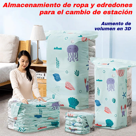 🧳✨【50*65*30cm】【Juego de 5 piezas】🏠✨ Bolsas de almacenamiento de compresión al vacío de gran capacidad que no requieren inflado de aire, lo que facilita y agiliza el almacenamiento