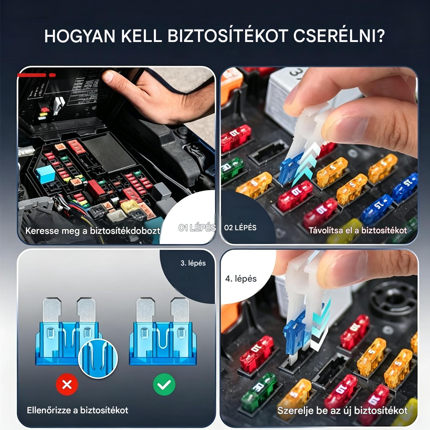 🔧⚡ Vegyes autós biztosítékkészlet – Minden áramerősség egy tokban! 🚗🧰