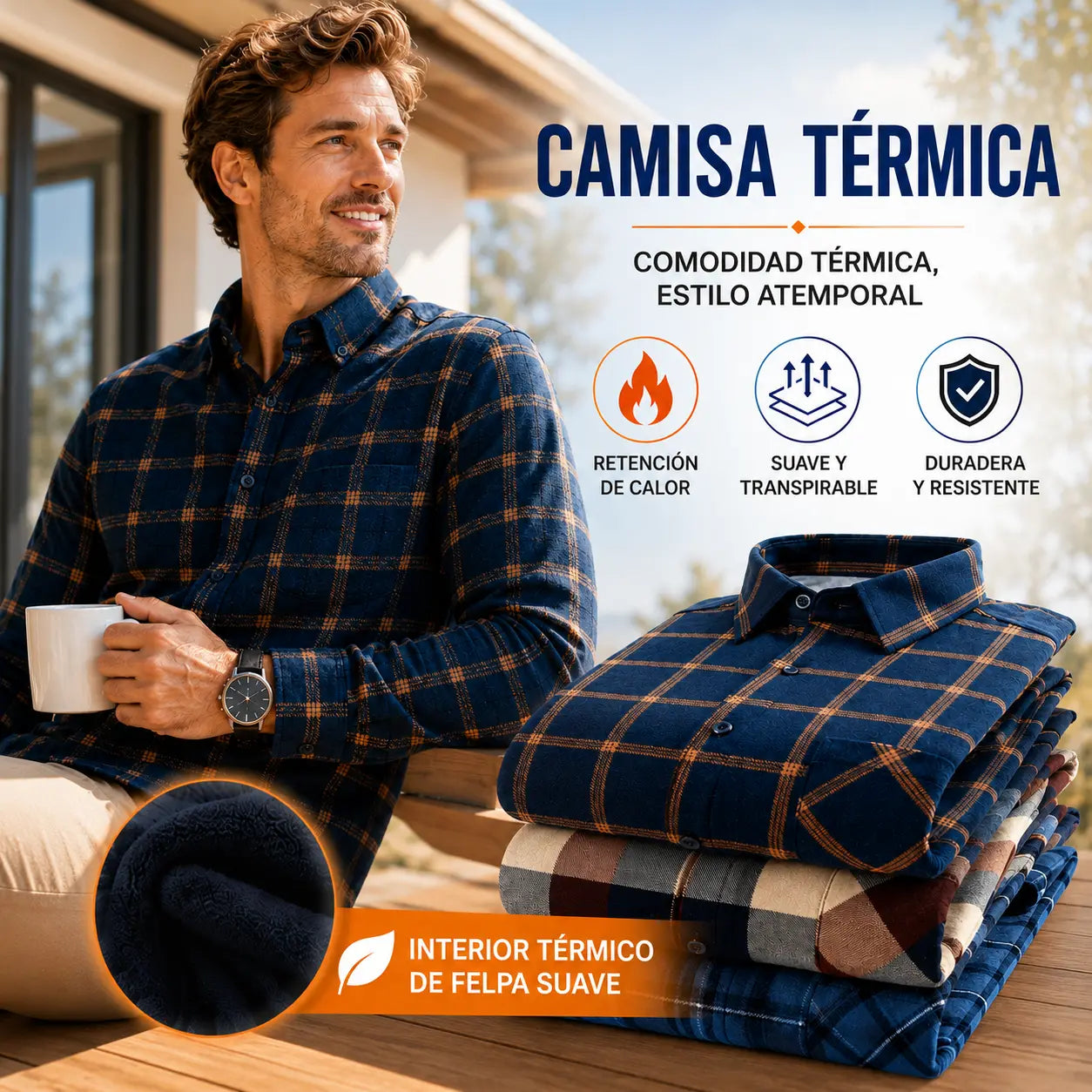 👔【L-5XL】La nueva camisa térmica de terciopelo de doble cara para hombre de otoño e invierno está de moda y es versátil.