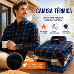 👔【L-5XL】La nueva camisa térmica de terciopelo de doble cara para hombre de otoño e invierno está de moda y es versátil.
