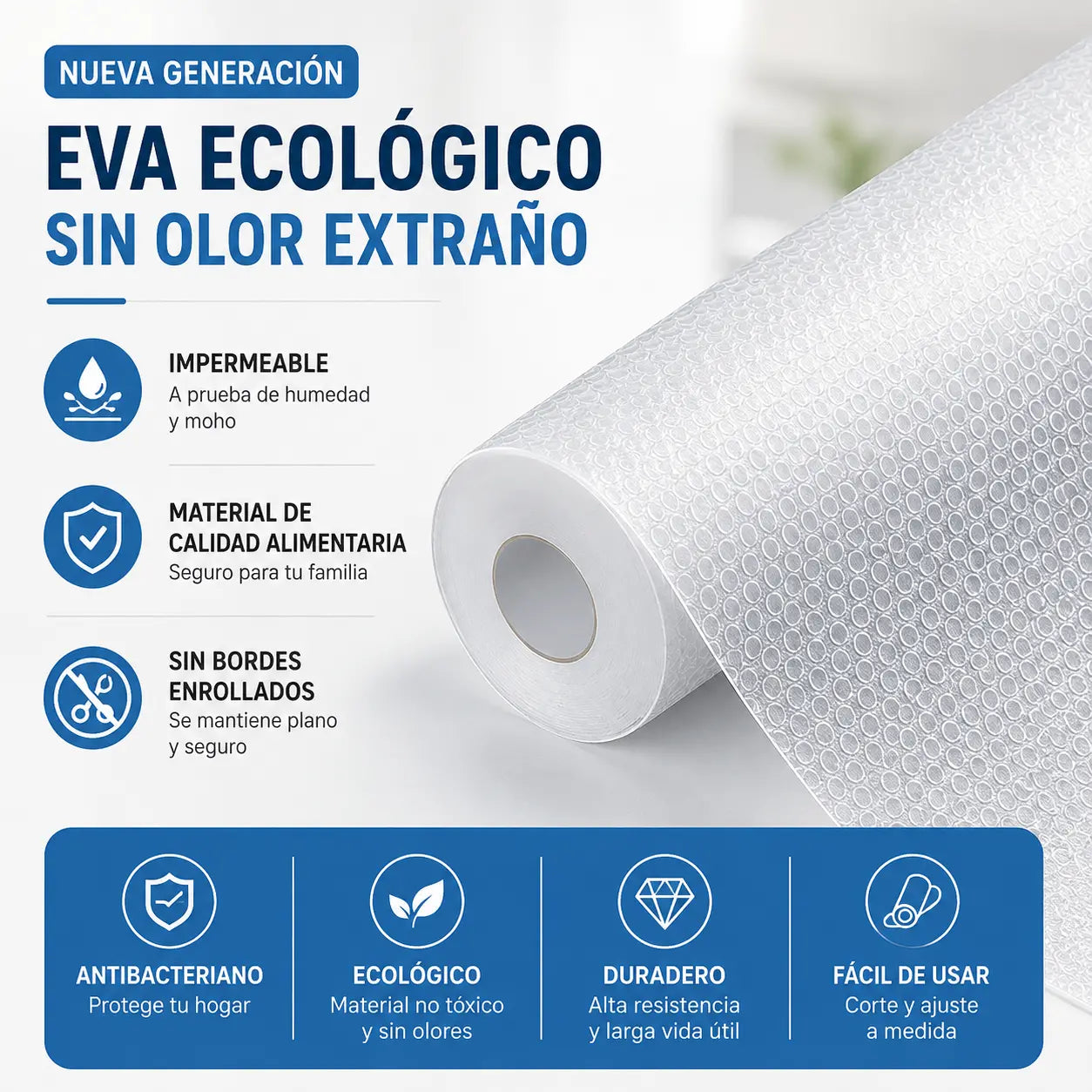 [45*300cm] 26 euros🧊🛡️ Protectores impermeables para estantes de refrigerador — Antideslizantes, fáciles de limpiar y aptos para contacto con alimentos — Mantén los estantes ordenados y frescos ✨