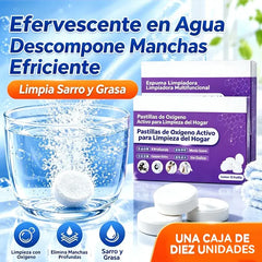 🧼【Compra 2 y llévate 2 gratis】(Total: 40 pastillas)💧 Pastillas Efervescentes de Oxígeno Activo y Enzimas | Limpiador Multiusos para Sarro, Manchas de Té, Ropa y Calzado ✨