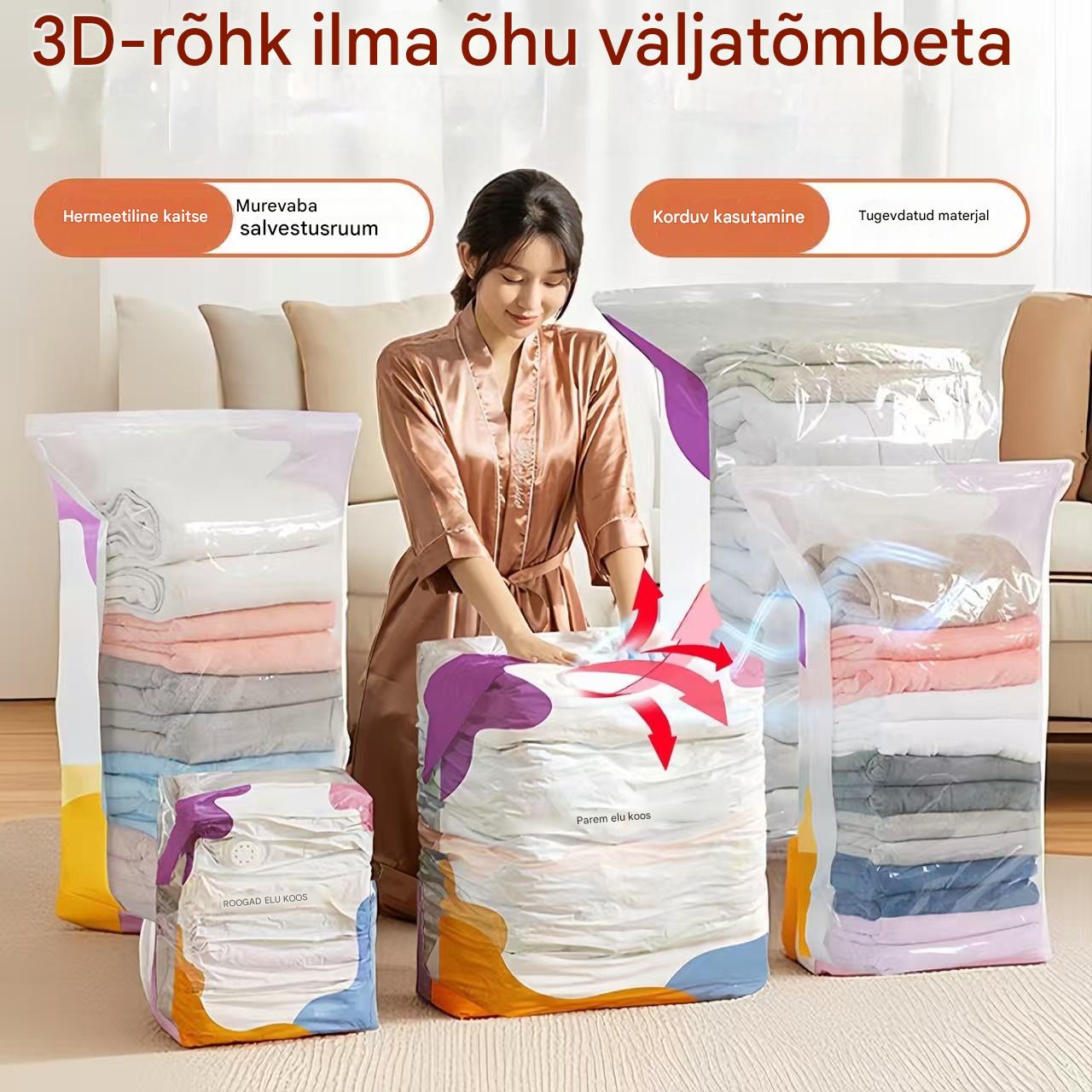 🧳【5-osaline komplekt】💨 Suur, kokkusurutav vaakumkott: pumpa pole vaja, lekkekindel ja ideaalne ruumi kokkuhoiuks kohvrites ja kodus ✈️