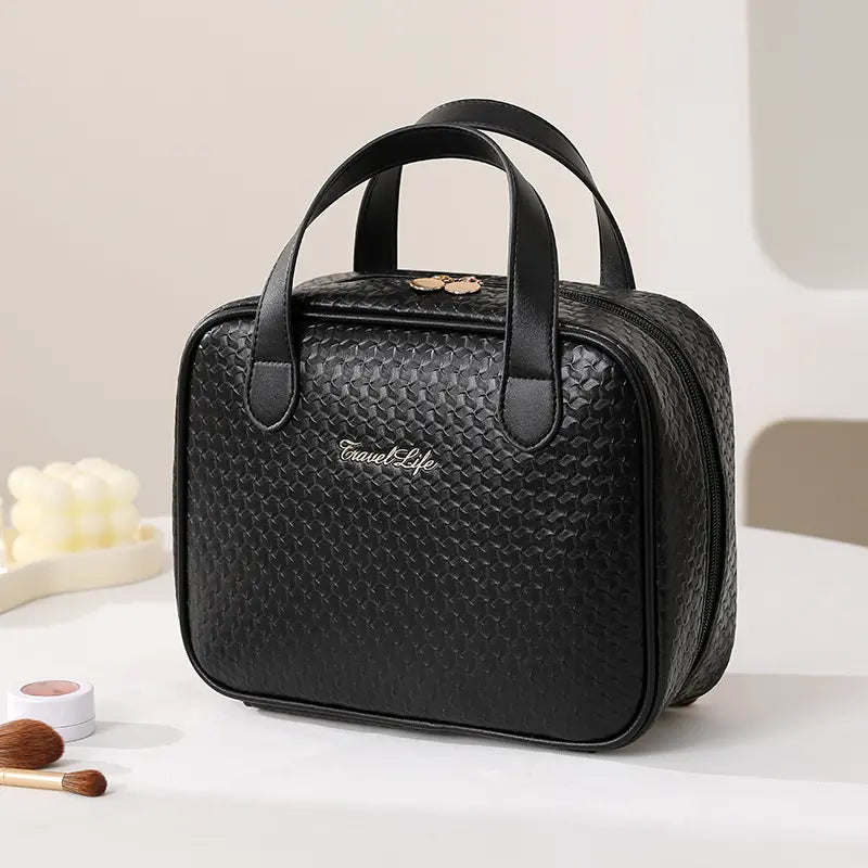 Neceser de cosméticos impermeable de PU, gran capacidad, bolsa de almacenamiento de cosméticos portátil