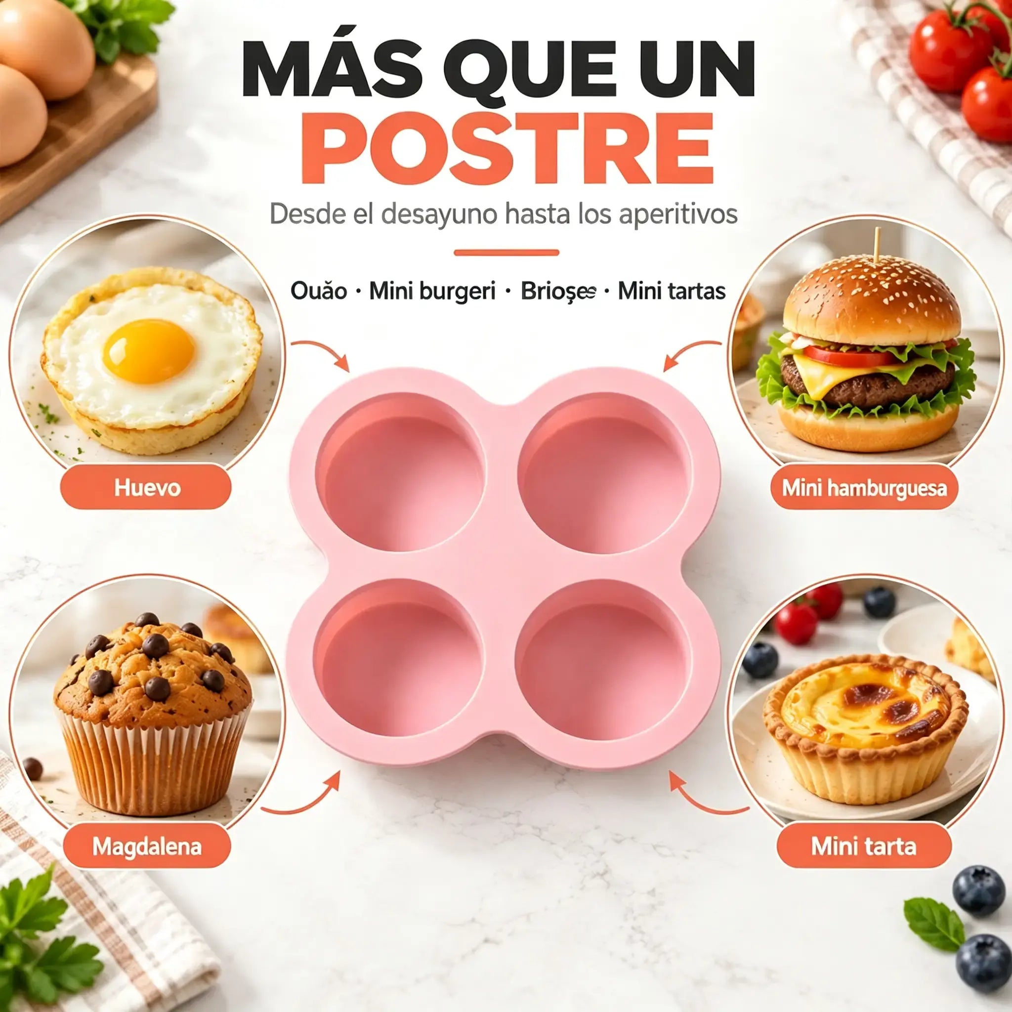 🧁【Compra uno y llévate otro gratis】✨ Moldes de silicona de grado alimenticio para hornear | DIY Chocolate, Flan y Mousse | Antiadherente y Fácil Desmolde 🍮