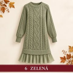 🧶 Elegantné pletené šaty s plisovaným lemom — pohodlný štýl na chladnejšie dni, dostupné vo veľkostiach S–3XL.