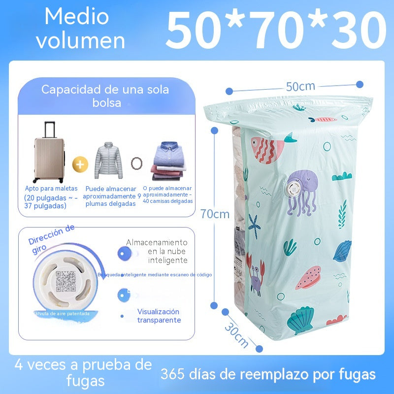 🧳✨【50*65*30cm】【Juego de 5 piezas】🏠✨ Bolsas de almacenamiento de compresión al vacío de gran capacidad que no requieren inflado de aire, lo que facilita y agiliza el almacenamiento