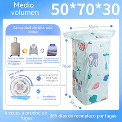 🧳✨【50*65*30cm】【Juego de 5 piezas】🏠✨ Bolsas de almacenamiento de compresión al vacío de gran capacidad que no requieren inflado de aire, lo que facilita y agiliza el almacenamiento