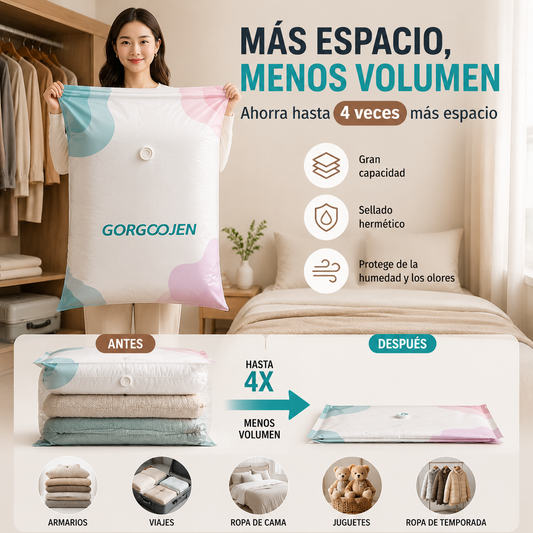 🧳 5 artículos por 27 euros 💨 Bolsa de almacenamiento al vacío grande y compresible: no requiere bomba, es a prueba de fugas e ideal para ahorrar espacio en maletas y en casa ✈️