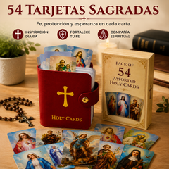 🔥【Libro de almacenamiento + 54 tarjetas extra】✝️ Portatarjetas de oración católico de cuero genuino – Organizador de tarjetas de oración de bolsillo con cierre a presión
