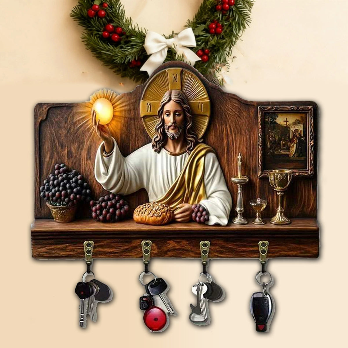 🎁30% OFF✝️Llavero multifuncional de madera con temática de comunión