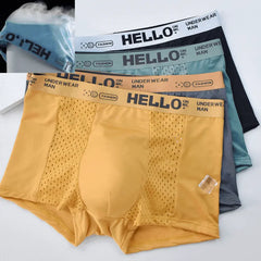 🔥【40-90 kg】🔥【Paquete de 4】Calzoncillos bóxer de malla transpirable de seda helada para hombre
