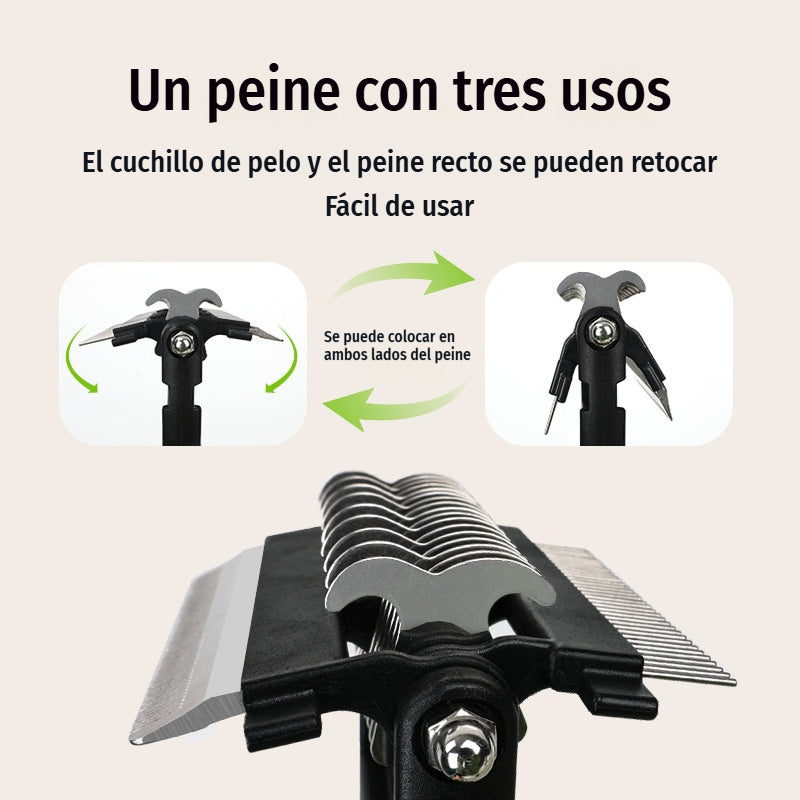 🐶🐱 Herramienta plegable 3 en 1 para eliminar y limpiar el pelo de las mascotas