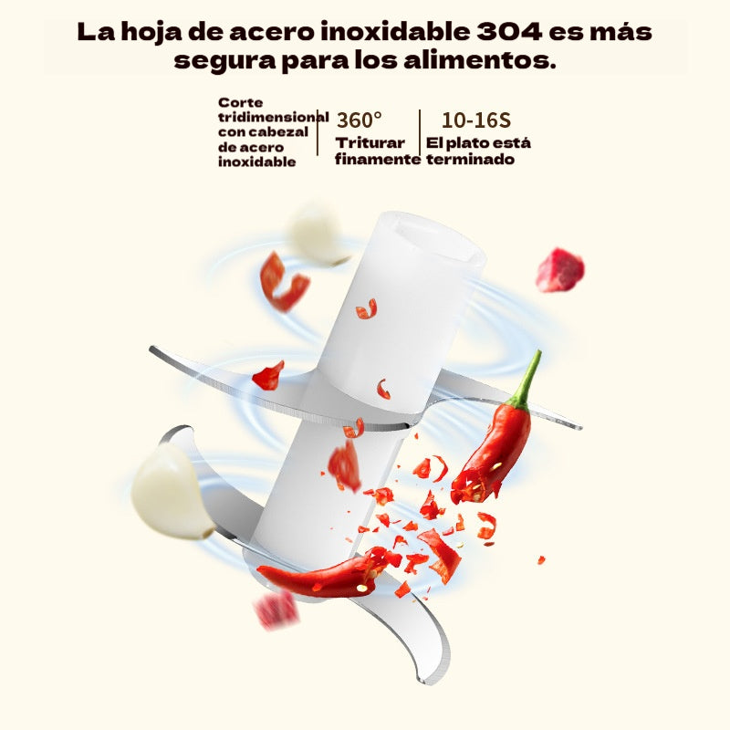 Prensa de ajos eléctrica, picadora de carne, 4 cuchillas, gran capacidad