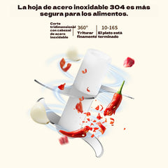 Prensa de ajos eléctrica, picadora de carne, 4 cuchillas, gran capacidad