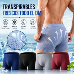 🔥【4 piezas】🧊Calzoncillos bóxer de malla transpirable y cómodos para hombre