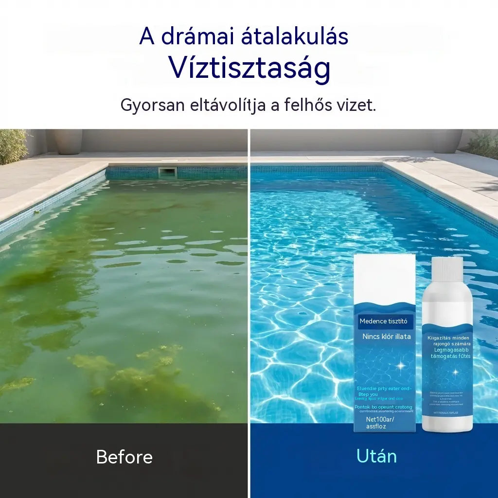 ⏰💦2 darab 8900 Ft🏊‍♂️ Medencetisztító folyadék – Kristálytiszta víz órák alatt, erőfeszítés nélkül ✨