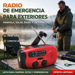 ⏳⏳ ¡50 % DE DESCUENTO POR TIEMPO LIMITADO! 📻 Radio de emergencia solar portátil multifuncional: incluye batería externa (power bank), manivela y alertas meteorológicas; ideal para actividades al aire libre y situaciones de emergencia.