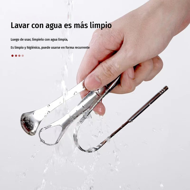 【Juego de 4 piezas】Juego de raspadores de lengua de acero inoxidable