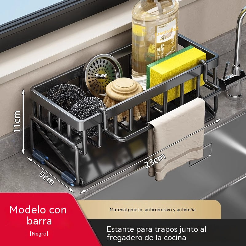 Estante de almacenamiento de cocina, fregadero, escurridor de paños de cocina