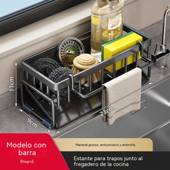 Estante de almacenamiento de cocina, fregadero, escurridor de paños de cocina