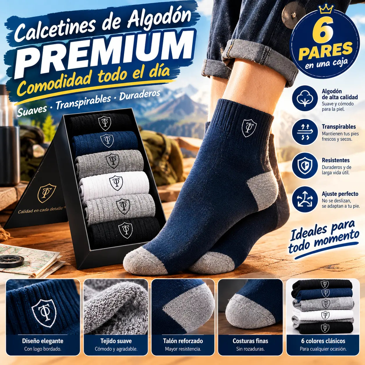 🔥🧦【10 pares】Calcetines desodorantes calientes para hombre absorben el sudor.