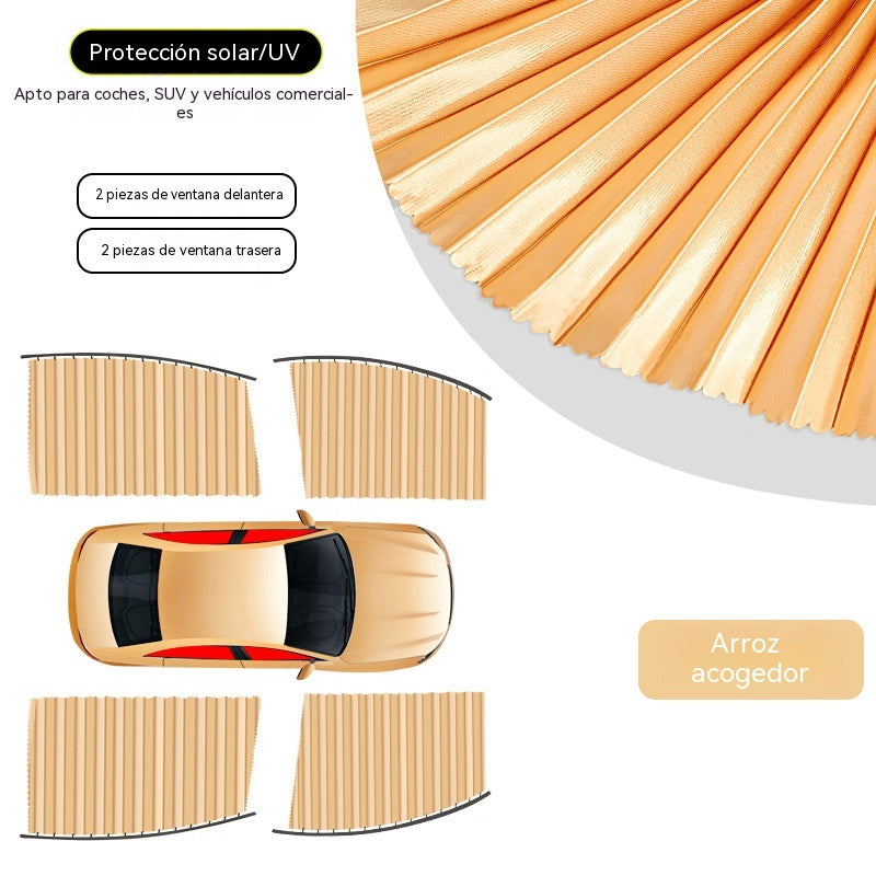 🔥【Juego de 4 piezas】🚗✨Cortina parasol con riel deslizante para ventana de coche y aislamiento térmico