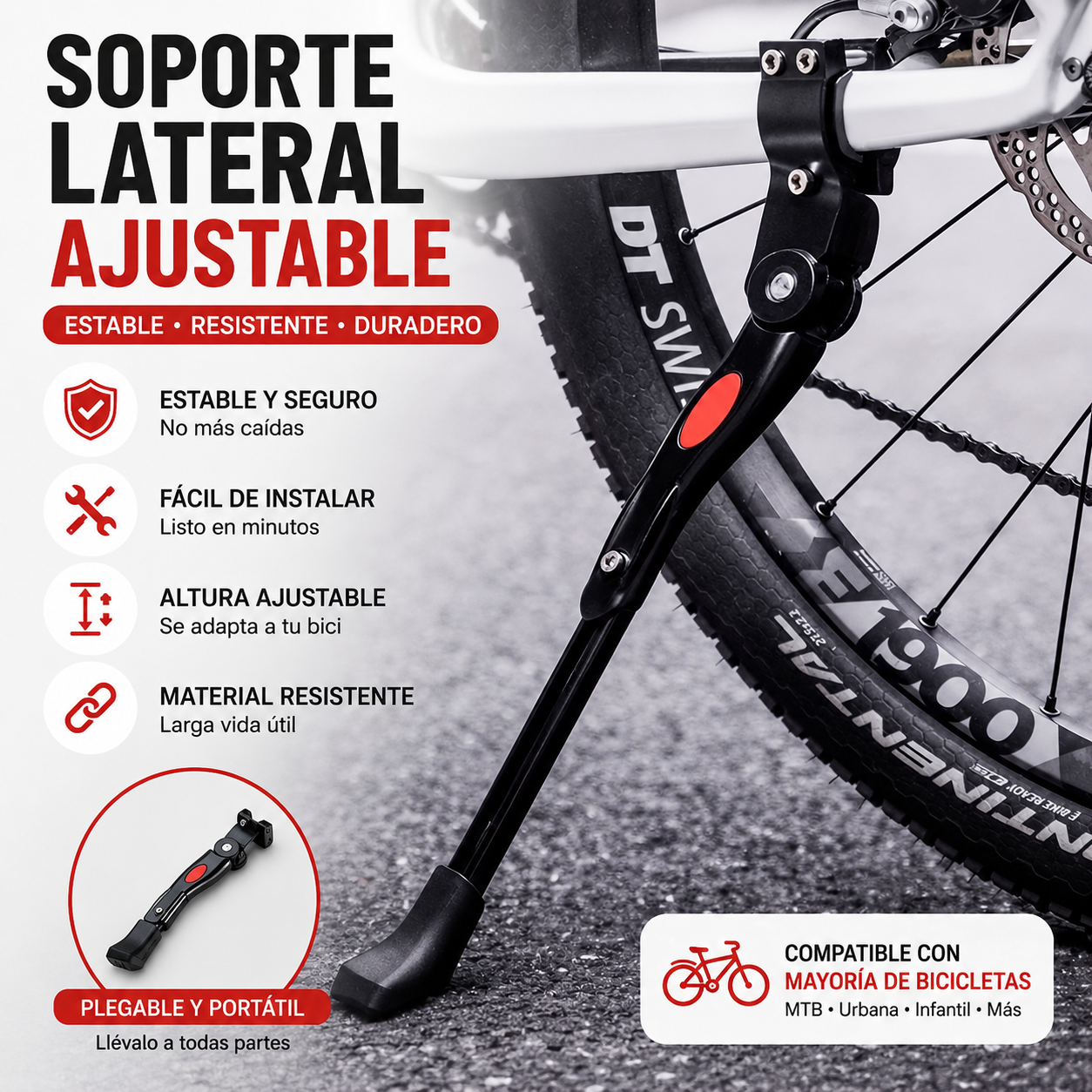🚴‍♂️ Soporte universal ajustable de aluminio para bicicletas: aparcamiento estable para cualquier bicicleta 🛡️🚲