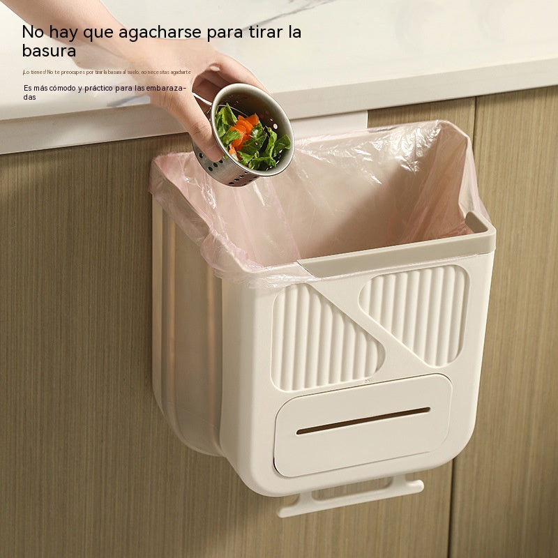 Cubo de basura plegable para el hogar, cubo de basura colgante para la puerta del armario de la cocina