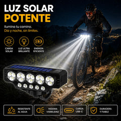 🚲💡Faro solar para bicicleta con carga USB y altavoz, 900 lúmenes, luz nocturna de larga duración para ciclismo