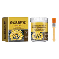 🥳💞 Pintura dorada resistente a la intemperie: a base de agua, brillo intenso. Segura para metal, madera y piedra. ¡Resiste la lluvia y el sol! 🖌️💛