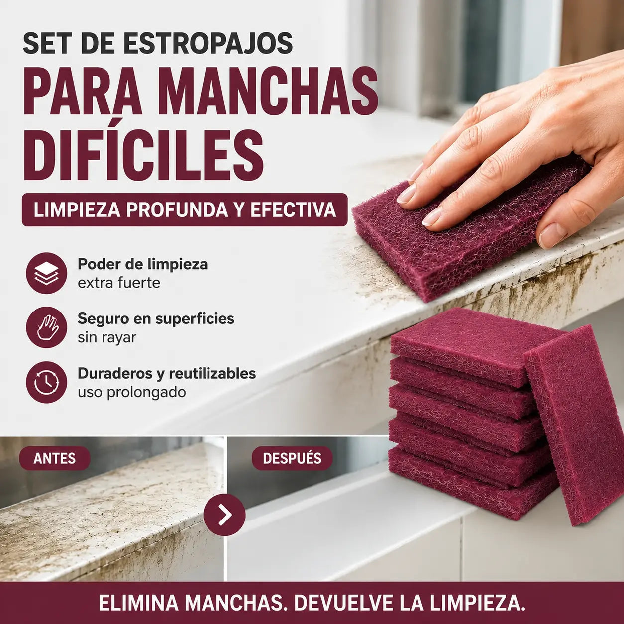 📢📢¡50% de descuento! ⏰Estropajo abrasivo de diamante multiusos, elimina fácilmente las manchas difíciles.